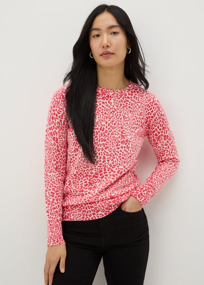 Coral Leopard Print Jumper