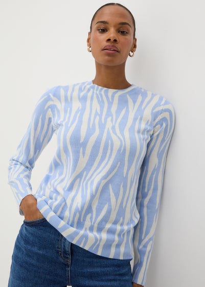 Blue Soft Zebra Print Jumper