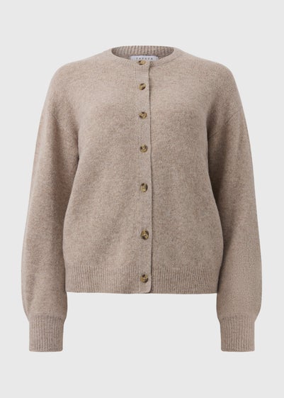 Beige Crew Neck Cardigan