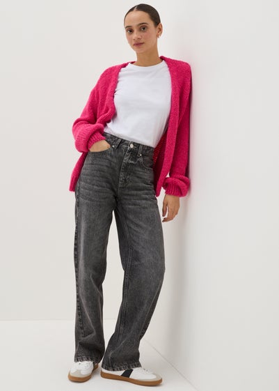 Bright Pink Lofty Knit Cardigan