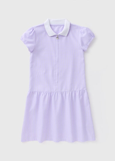 Lilac Gingham Knit Collar Dress (4-13yrs)