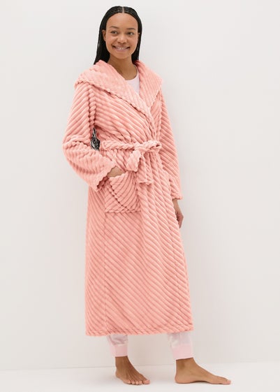 Pink Diagonal Fleece Dressing Gown