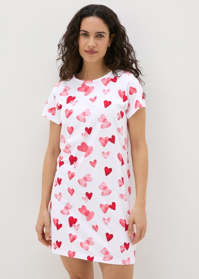 Cream Heart Print Nightie