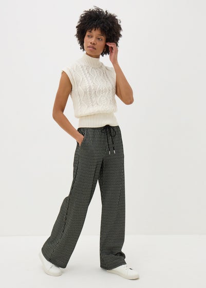 Black Jacquard Wide Leg Trousers