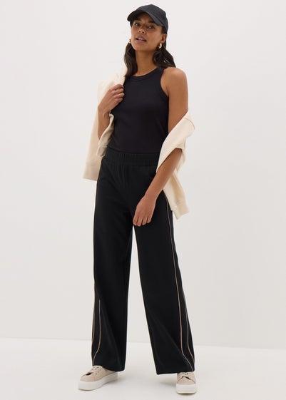 Black Side Stripe Wide Leg Trousers