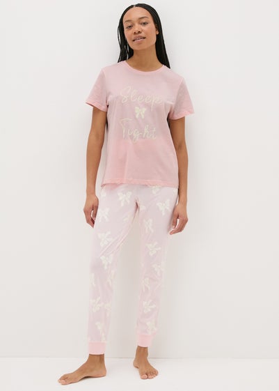 Pink Bow Print Pyjama Set