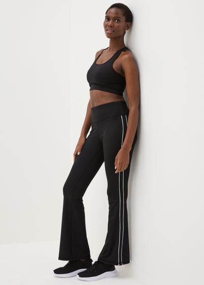 Souluxe Black Side Piped Flare Leggings