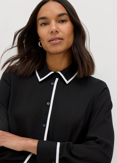 Et Vous Black Contrast Piping Shirt