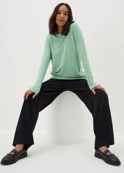 Et Vous Light Green Round Neck Jumper