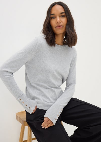 Et Vous Grey Round Neck Jumper