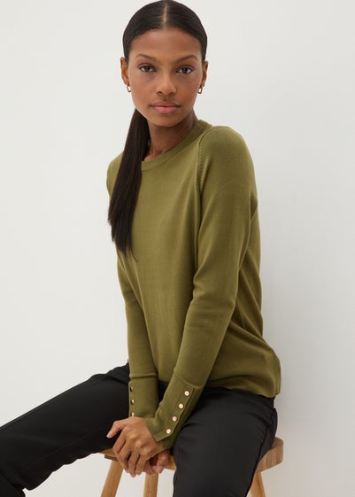 Et Vous Khaki Round Neck Jumper