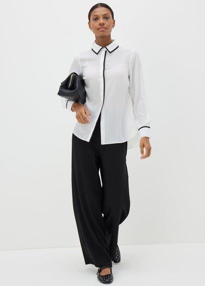 Et Vous White Contrast Piping Shirt