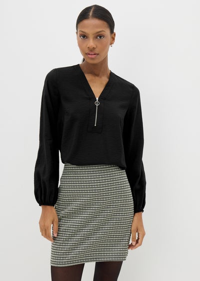 Et Vous Black Zip Front Blouse