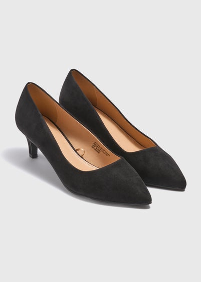 Black Peg Heel Court Shoes