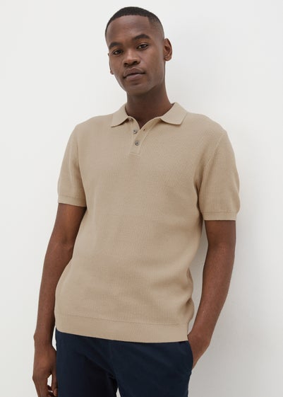 Stone Textured Knitted Polo Shirt