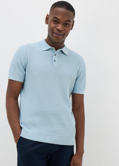 Blue Textured Polo Shirt