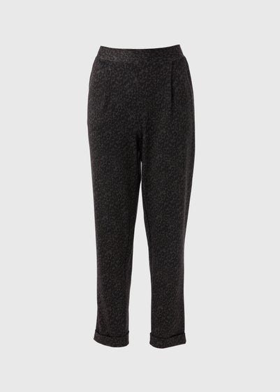 Brown Animal Tapered Ponte Trousers