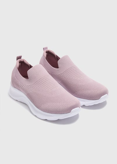 Pink Knit Slip On Trainers