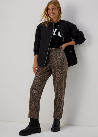 Brown Animal Print Utility Jogging Bottoms