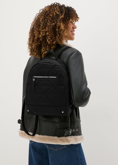 Black Faux Leather Backpack