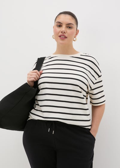 Cream Oversized Stripe T-Shirt