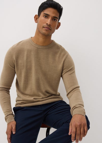 Beige Crew Neck Knit Jumper