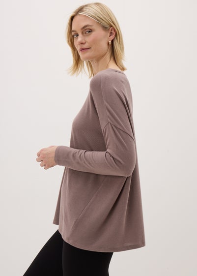 Beige Crew Neck Long Sleeve Top