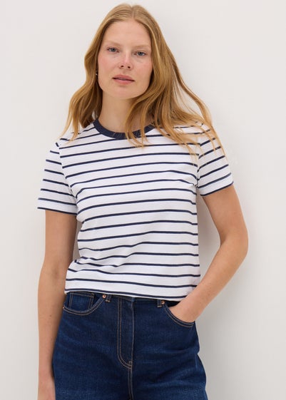 Navy Stripe Crew Neck T-Shirt