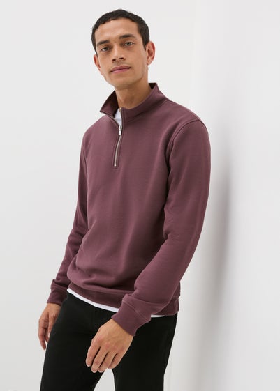 Burgundy Funnel Zip Sweatshirt