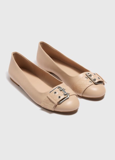 Nude Buckle Detail Ballet Shoes