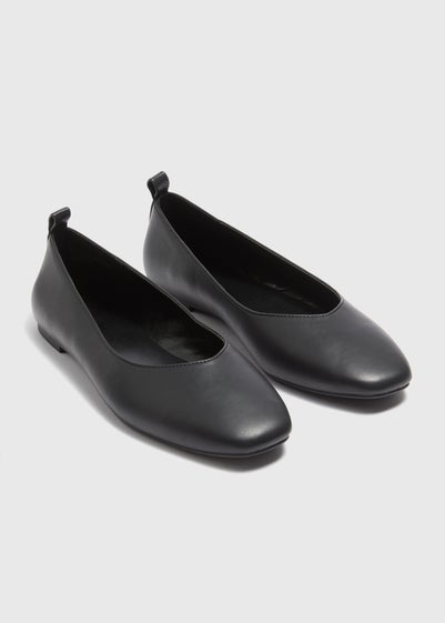 Black Square Toe Ballet Shoes