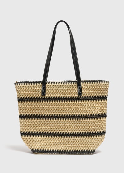 Natural Stripe Straw Beach Bag