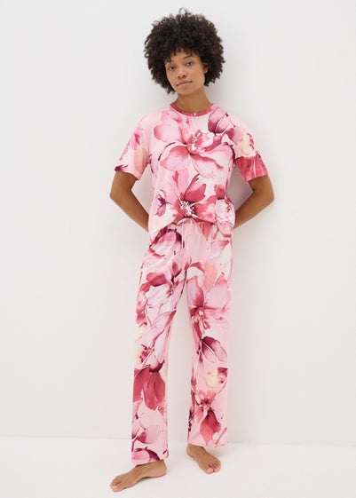 Pink Floral Soft Touch Pyjama Bottoms