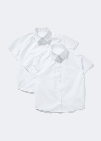 2 Pack Girls White Generous Fit School Blouses (6-16yrs)