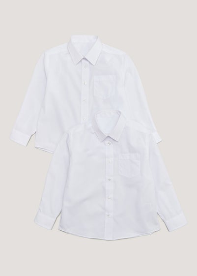 Girls 2 Pack White Plus Fit Long Sleeve School Blouses (6-16yrs)
