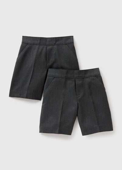 2 Pack Boys Grey Pull On Shorts (4-13yrs)