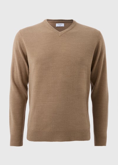 Beige Soft Touch V-Neck Jumper