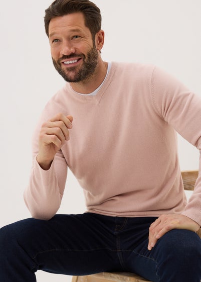 Pink V Neck Soft Touch Jumper