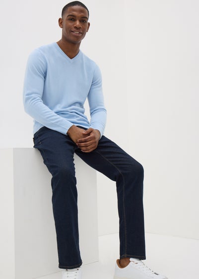 Blue Soft Touch V-Neck Jumper