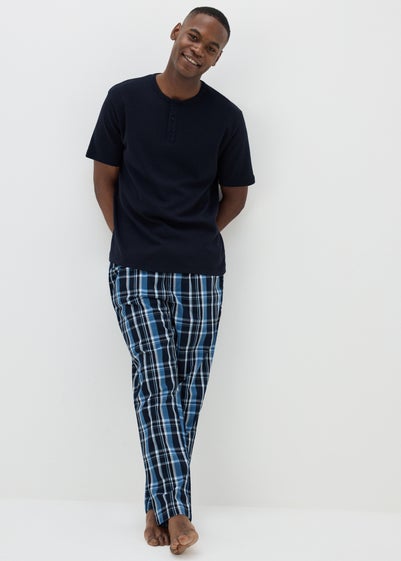 Navy Check Woven Pyjama Set