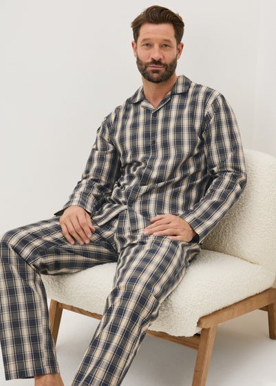 Beige Check Woven Pyjama Set