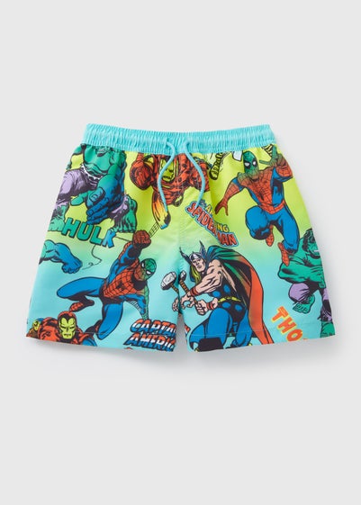 Marvel Blue Comic Swim Shorts (4-13yrs)