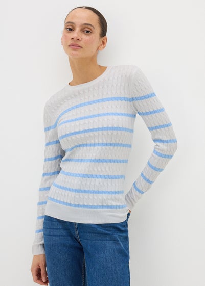 Blue Baby Cable Stripe Jumper