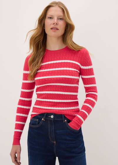 Coral Baby Cable Stripe Jumper