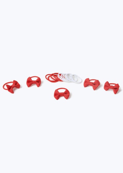 Multipack Girls Red Bow Hair Bobbles