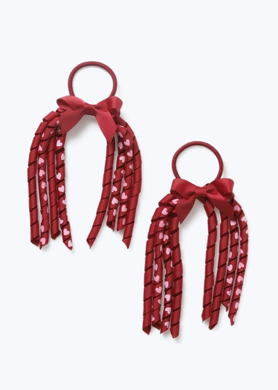 Girls Burgundy Bow Spiral Bobbles