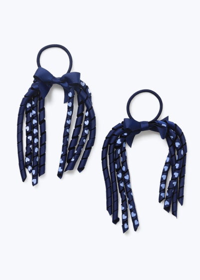 2 Pack Girls Navy Bow Spiral Bobbles