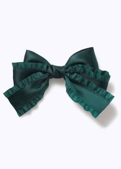 Girls Green Satin Bow Clip