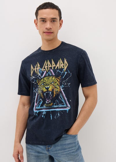 Def Leppard Navy Washed T-Shirt