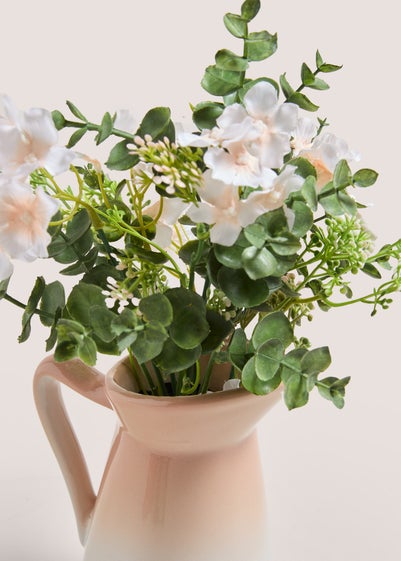 Pink Flowers In Ceramic Jug